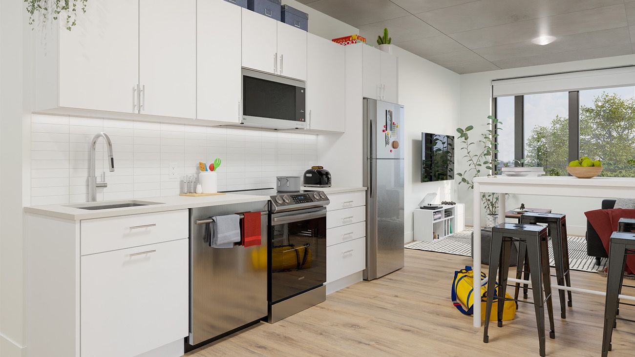 white apartment kitchen